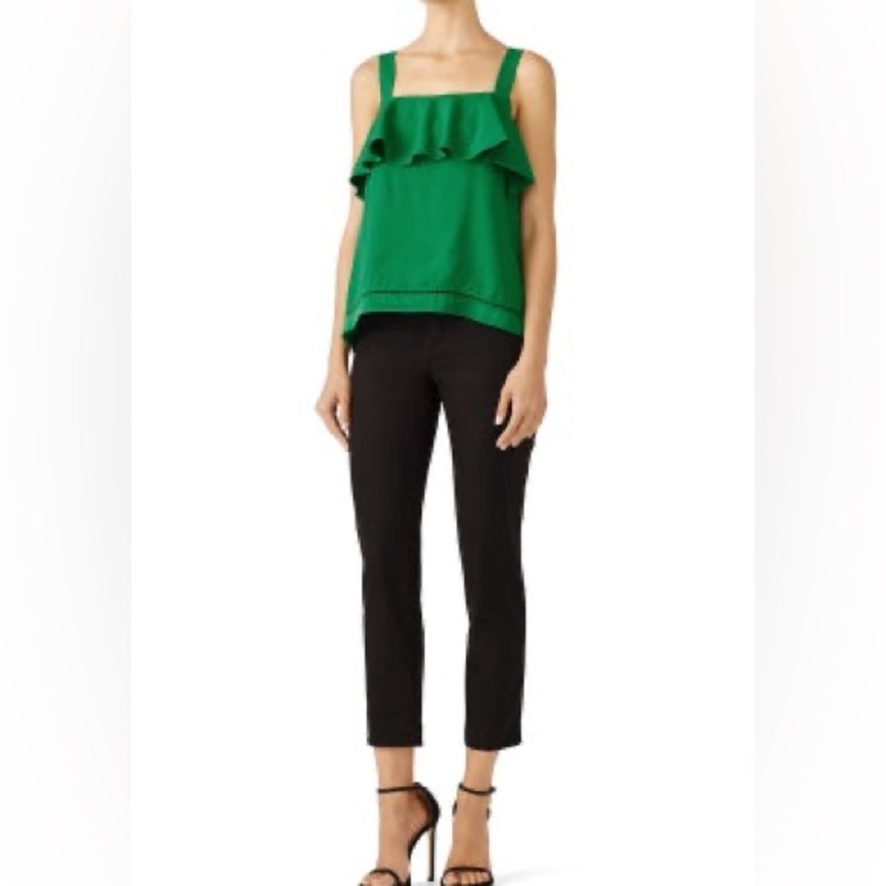 Rachel Zoe Portland Top Square Neck Emerald Green Crepe Women's Size 6